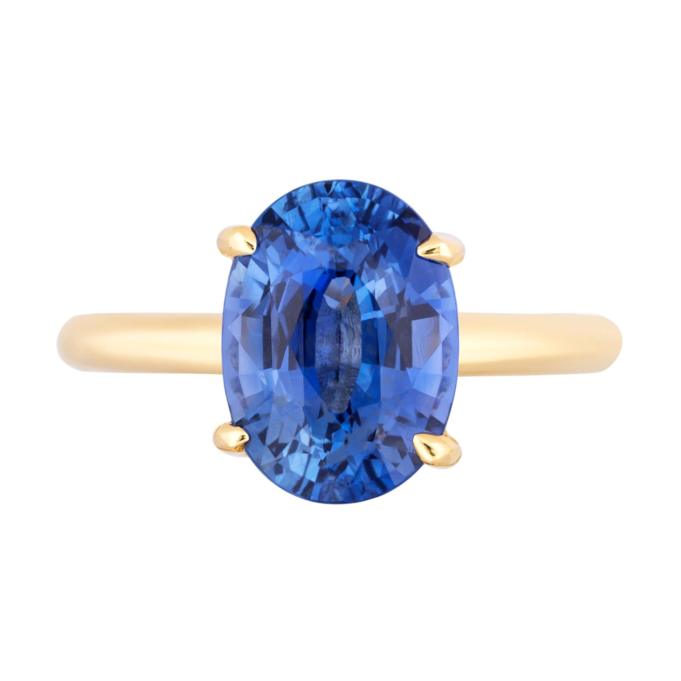 Oval Sapphire Solitaire Ring For Sale