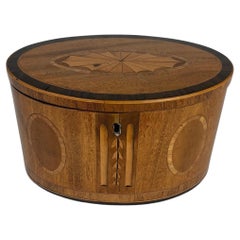 Antique Oval Satinwood inlaid Tea Caddy