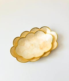 Oval Scalloped Capiz Shell Nesting Trays - Set of 2