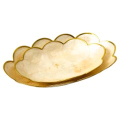 Vintage Oval Scalloped Capiz Shell Nesting Trays - Set of 2