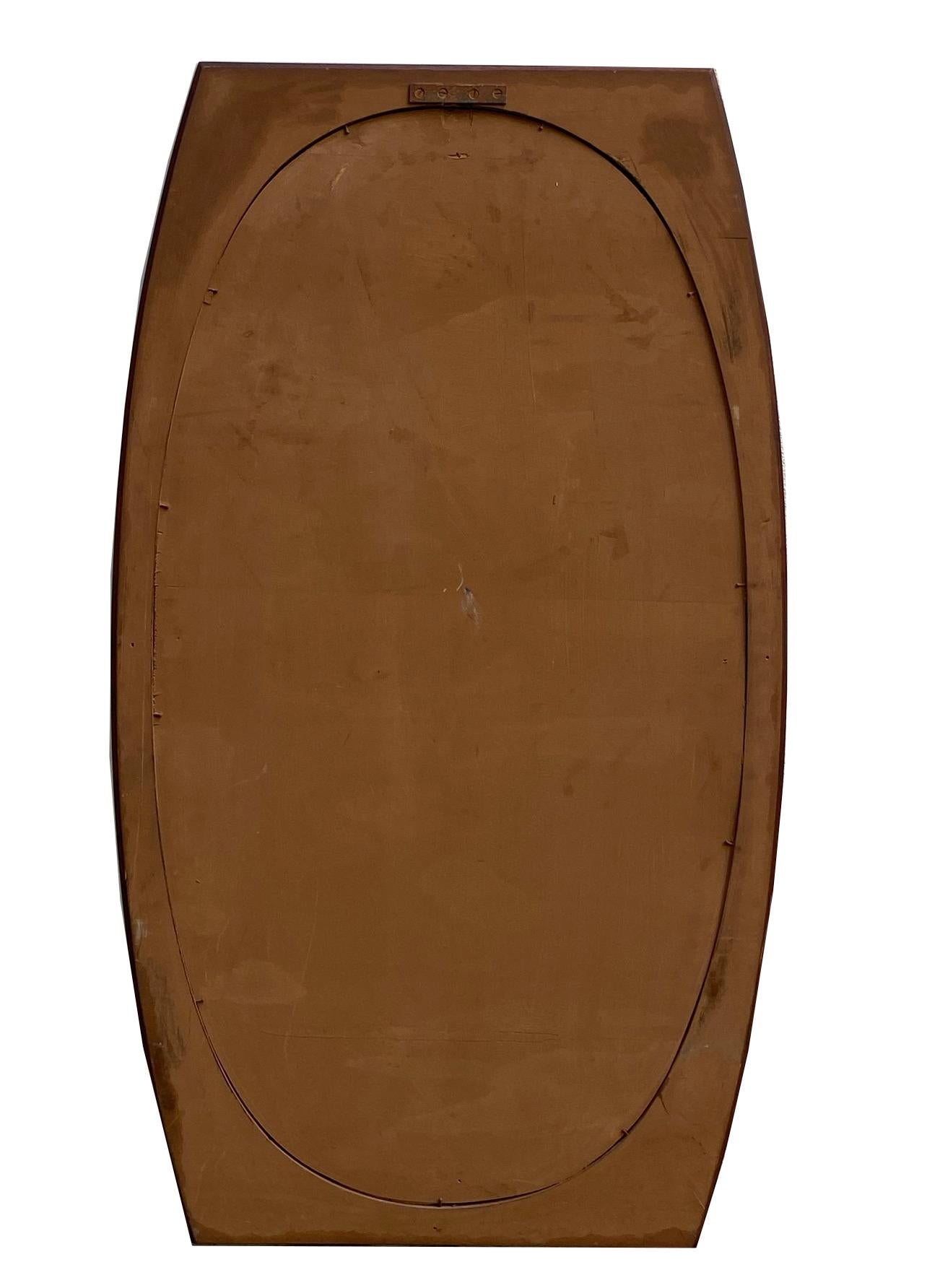 Mid-Century Modern Oval Scandinavian Wood Wall Mirror, 1960s