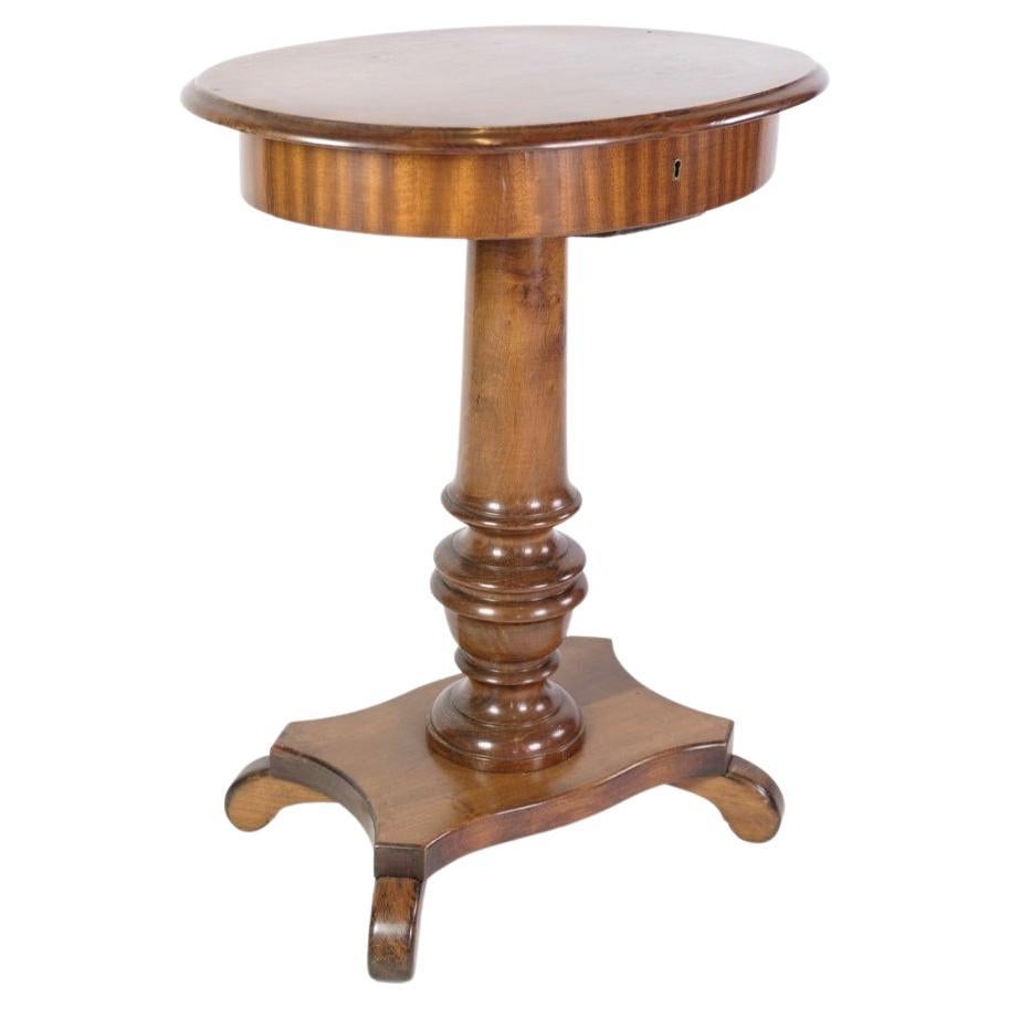 Table/table à couture ovale sur pilier en acajou des années 1890