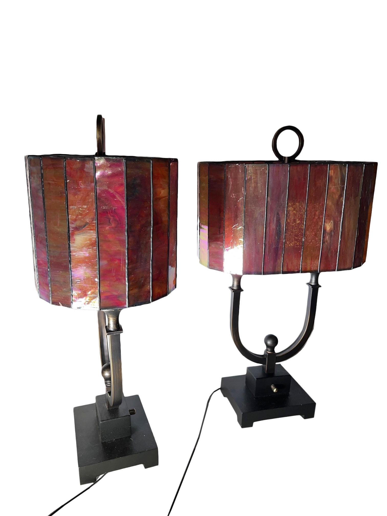 Lampes ovales en verre teinté en vente 1