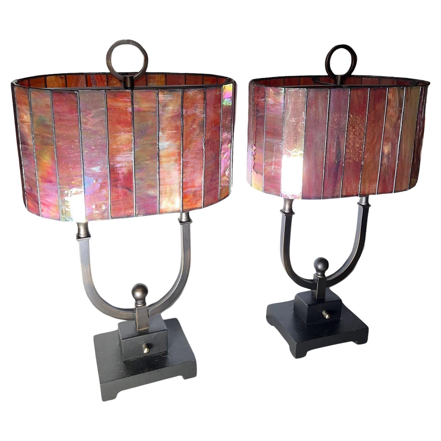 Lampes ovales en verre teinté