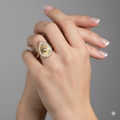 Oval Shape 14K (or 18k upon request) Yellow Gold Diamond Signet Ring