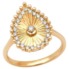 Oval Shape 14K (or 18k upon request) Yellow Gold Diamond Signet Ring