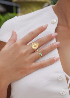 Oval Shape 14K Yellow Gold Diamond Signet Ring