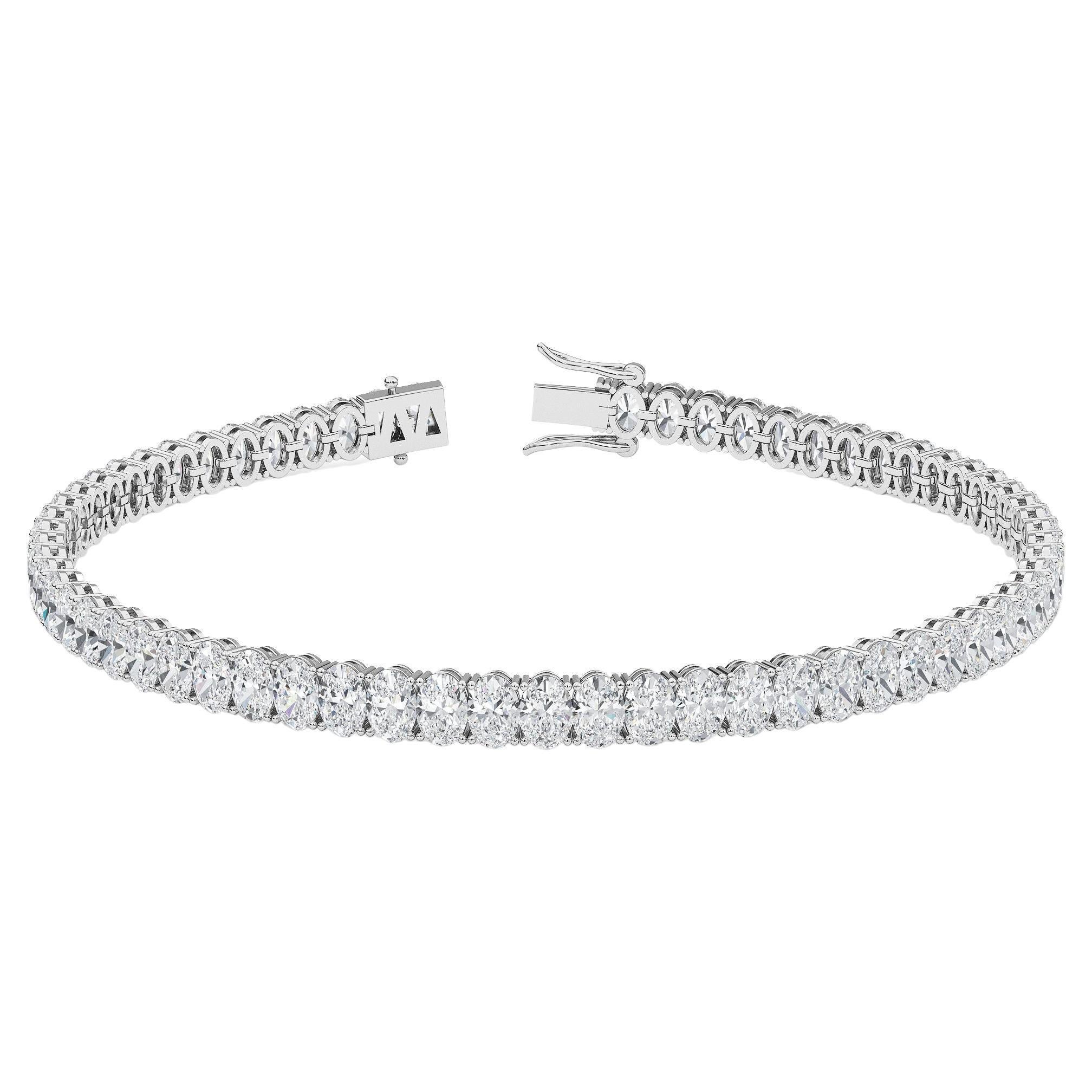 Bracelet tennis en diamants naturels de forme ovale de 5 carats poids total en vente