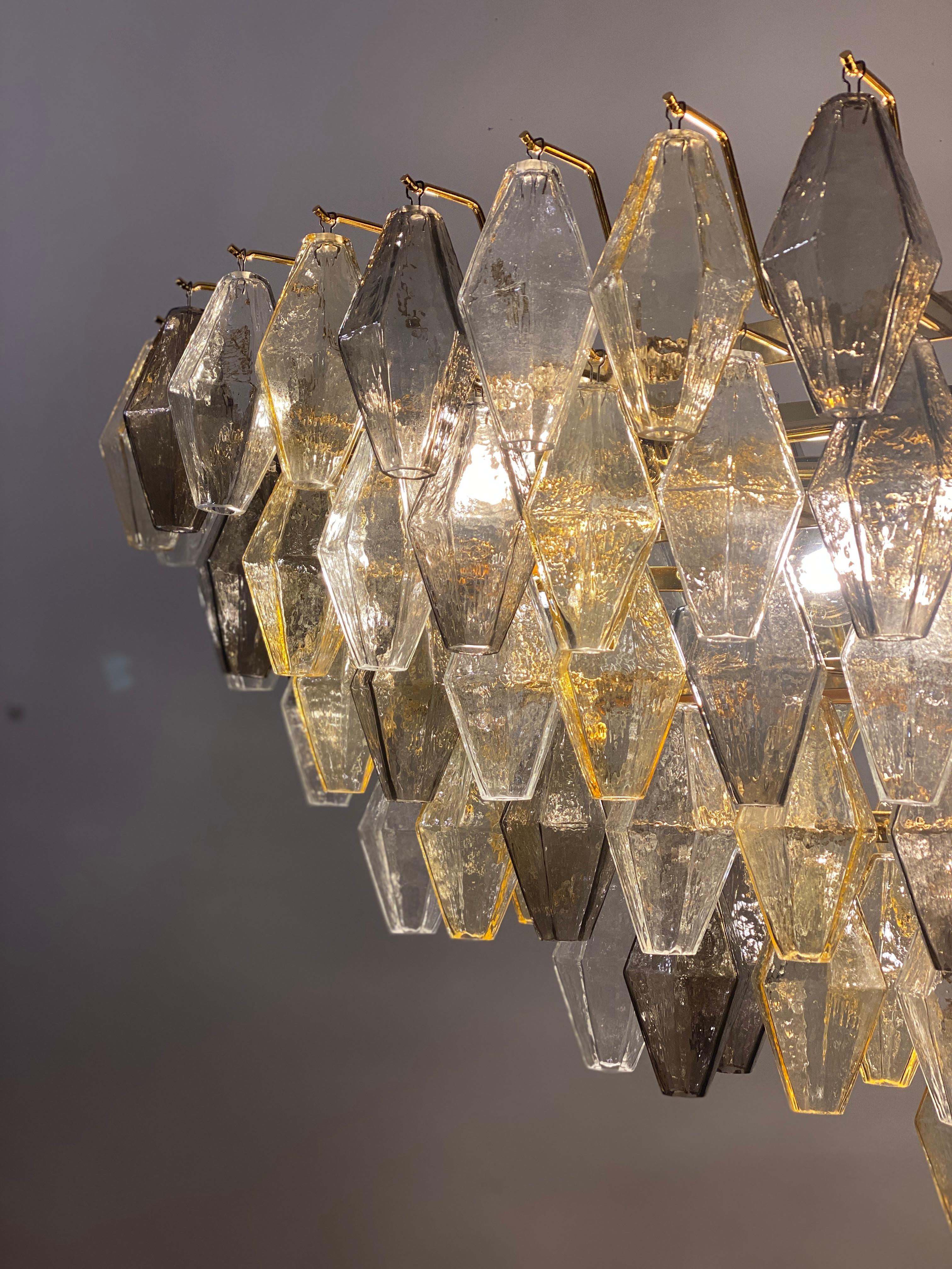 Lampadario o plafoniera in vetro di Murano grigio e ambra di forma ovale in vendita 3