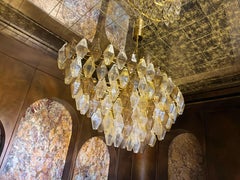 Lampadario o plafoniera in vetro di Murano grigio e ambra di forma ovale