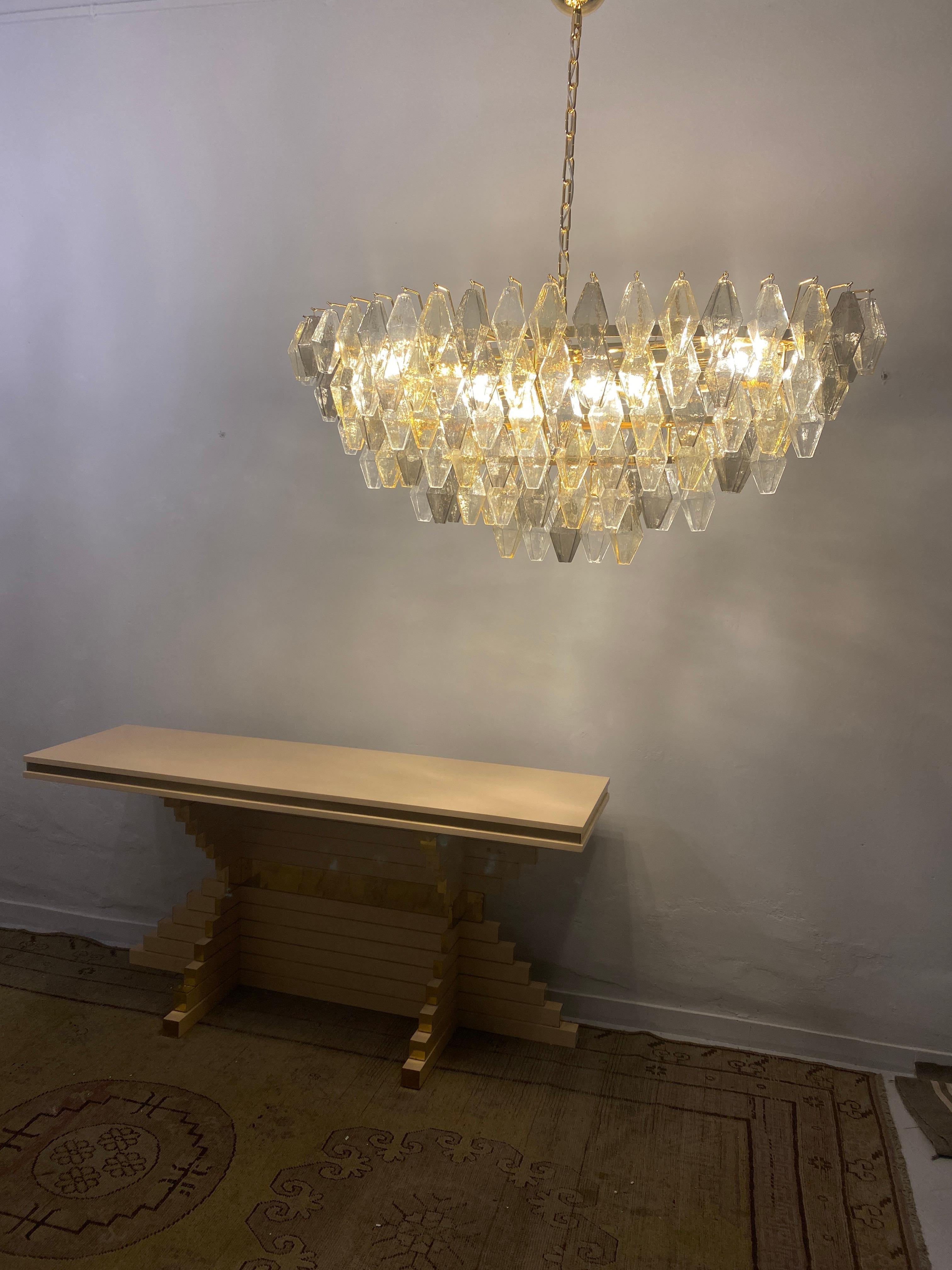 Vetro Lampadario o plafoniera in vetro di Murano grigio e ambra di forma ovale in vendita