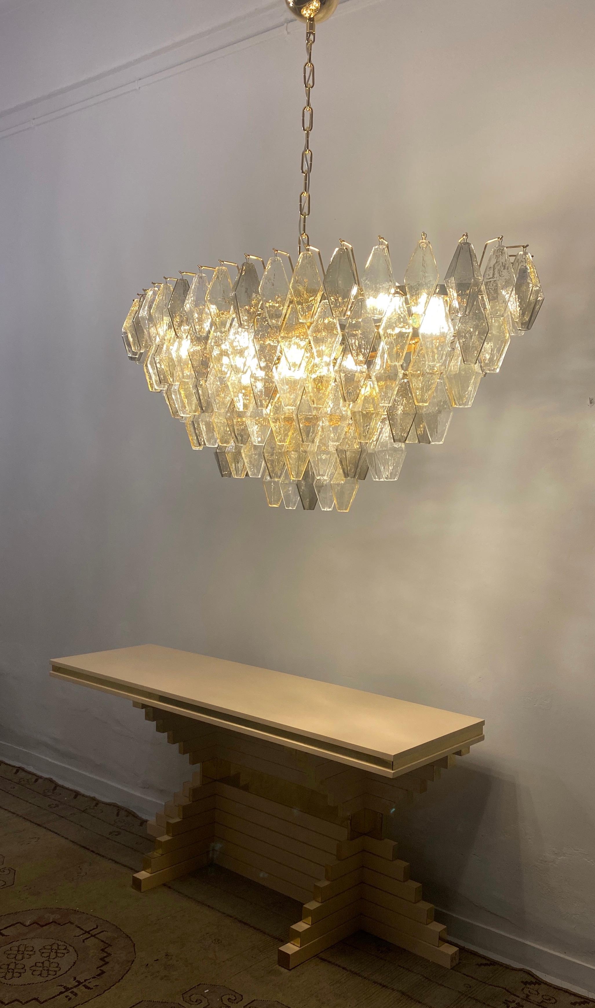 Lampadario o plafoniera in vetro di Murano grigio e ambra di forma ovale in vendita 1