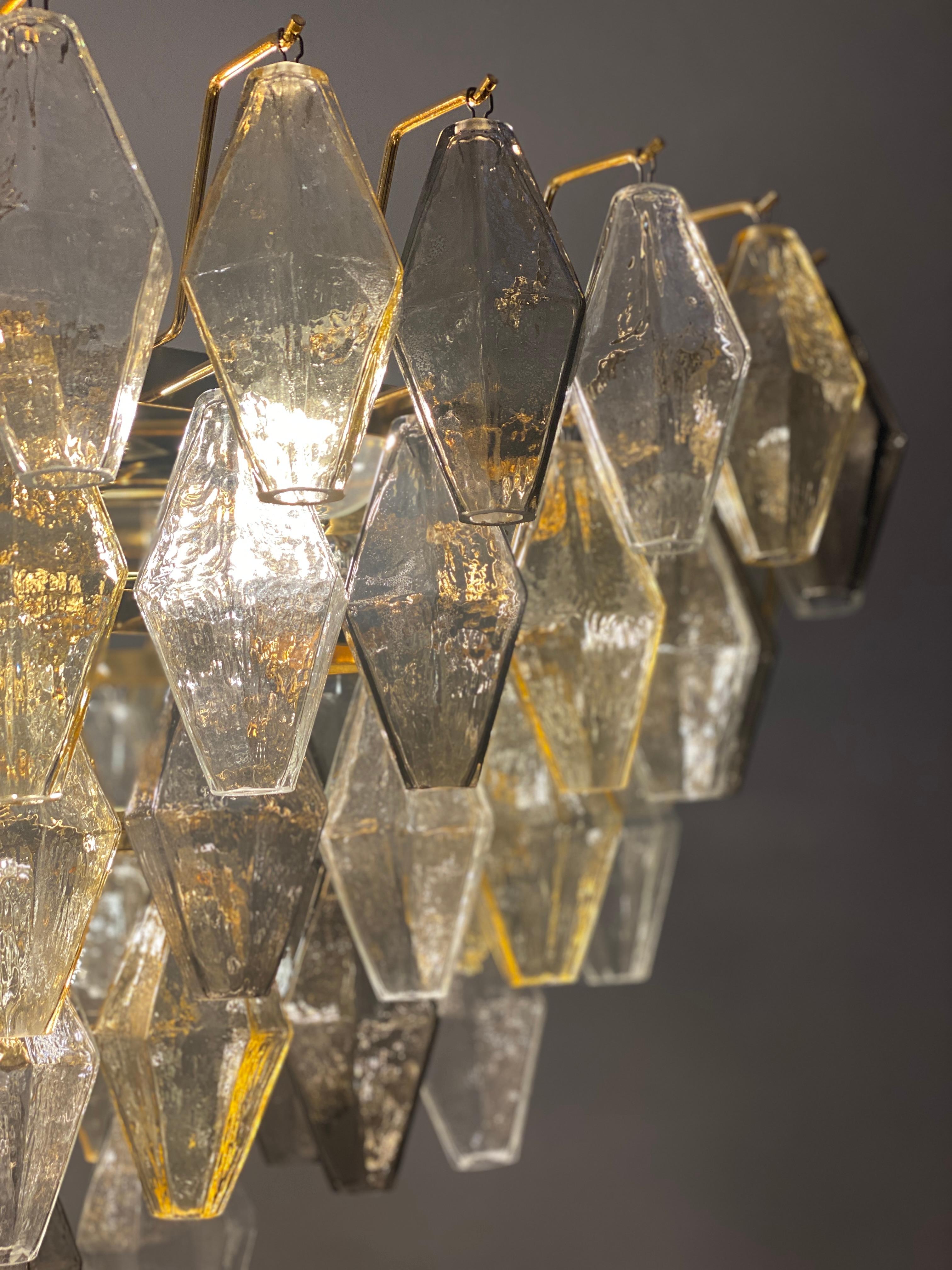 Lampadario o plafoniera in vetro di Murano grigio e ambra di forma ovale in vendita 2
