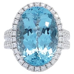 Maurice Fine Jewelry - Anillo de aguamarina ovalada con diamantes