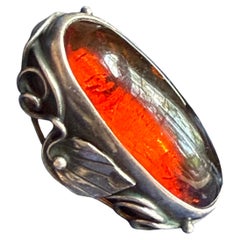 Oval Shape Baltic Amber Sterling Silver Statement Ring 7Sz