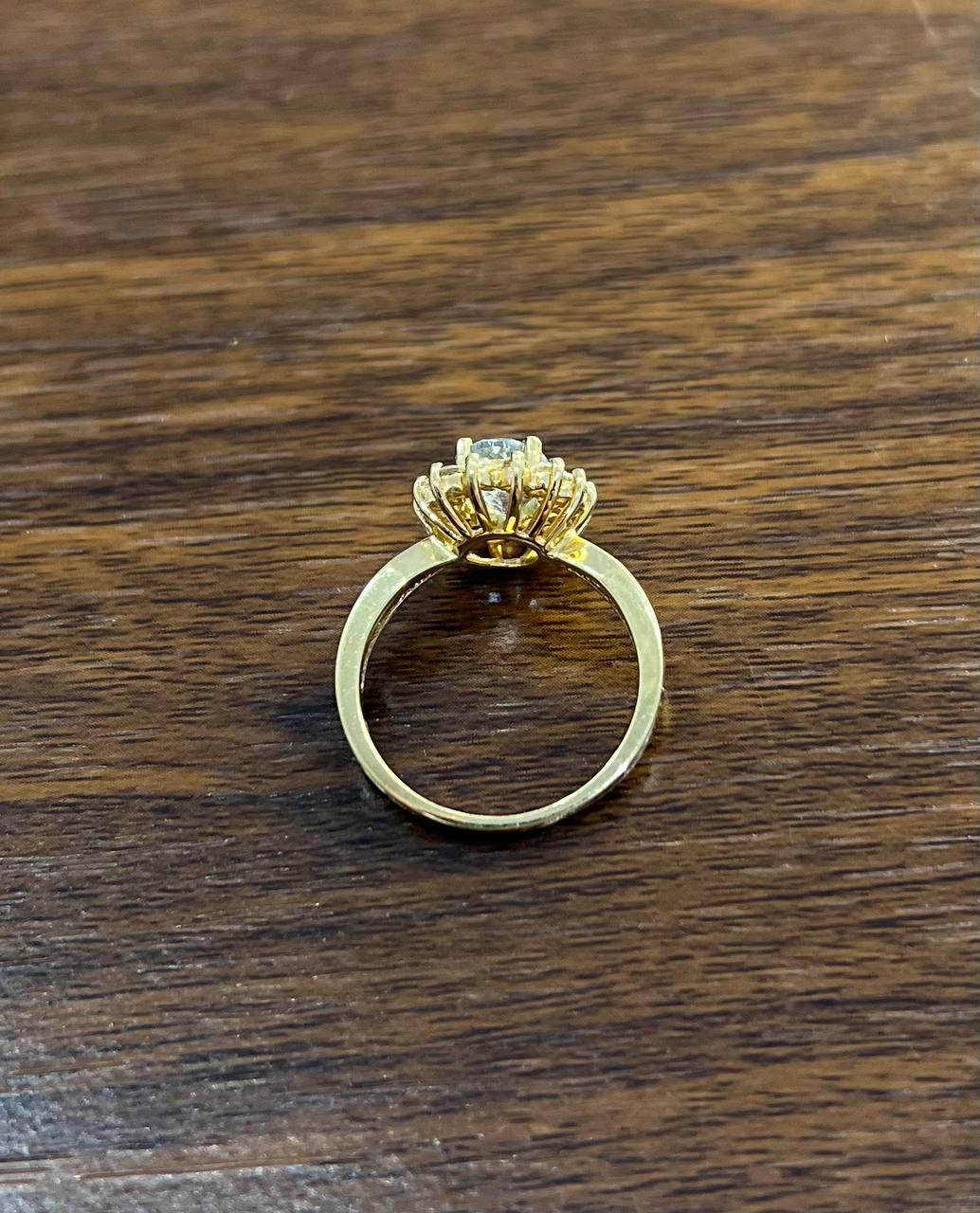 Oval Shape Blue Aquamarine Floral Flower 14K Yellow Gold Diamond Halo Ring For Sale 3