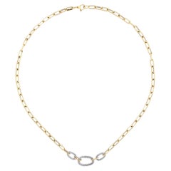 0.41ctw Diamond Oval Link 14K Yellow Gold Necklace
