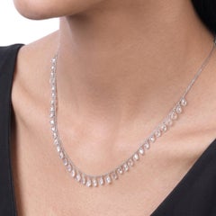 5.90ctw Oval Shape Diamond Cut 18K White Gold Necklace