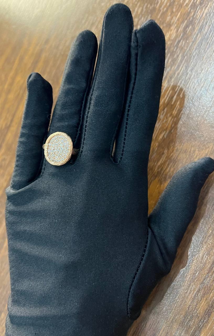 Anello con pavé di diamanti di forma ovale in oro rosa 14 carati con struttura a Branch in vendita 5