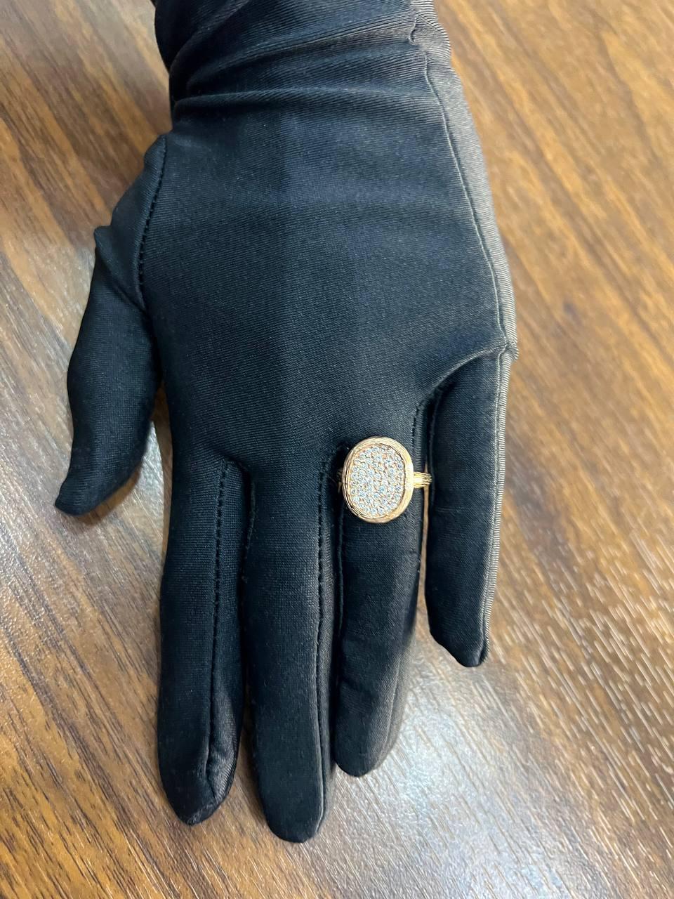Anello con pavé di diamanti di forma ovale in oro rosa 14 carati con struttura a Branch in vendita 4