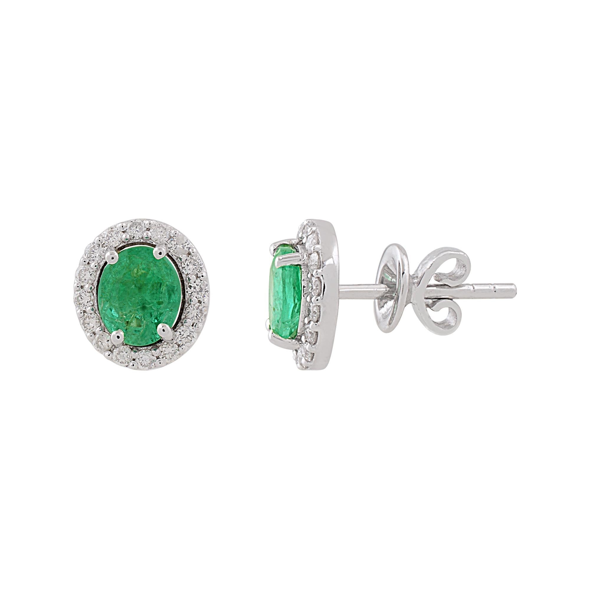 Item Code :- STE-1082B
Gross Wt. :- 2.25 gm
10k Solid White Gold Wt. :- 1.94 gm
Natural Diamond Wt. :- 0.34 Ct.  ( AVERAGE DIAMOND CLARITY SI1-SI2 & COLOR H-I )
Emerald Wt. :- 1.22 Ct.
Earrings Size :- 11 mm approx.

✦