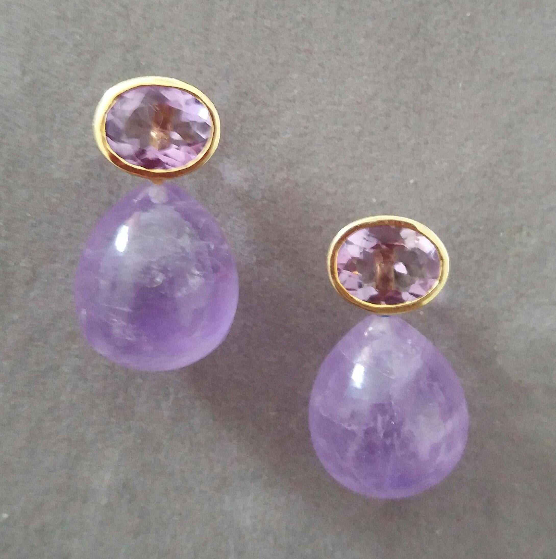 amethyst oval-shaped clover dangle earrings