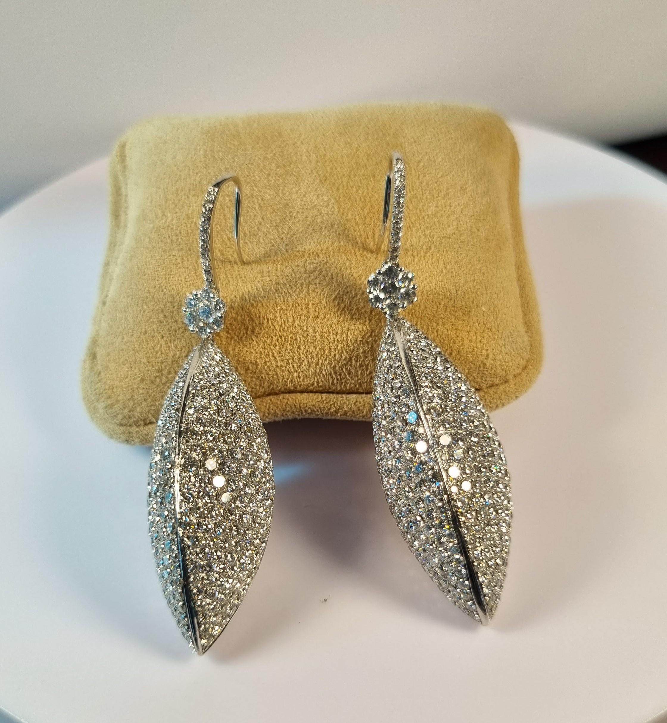 Brilliant Cut Oval Shape Pavé of Diamonds Earrings For Sale