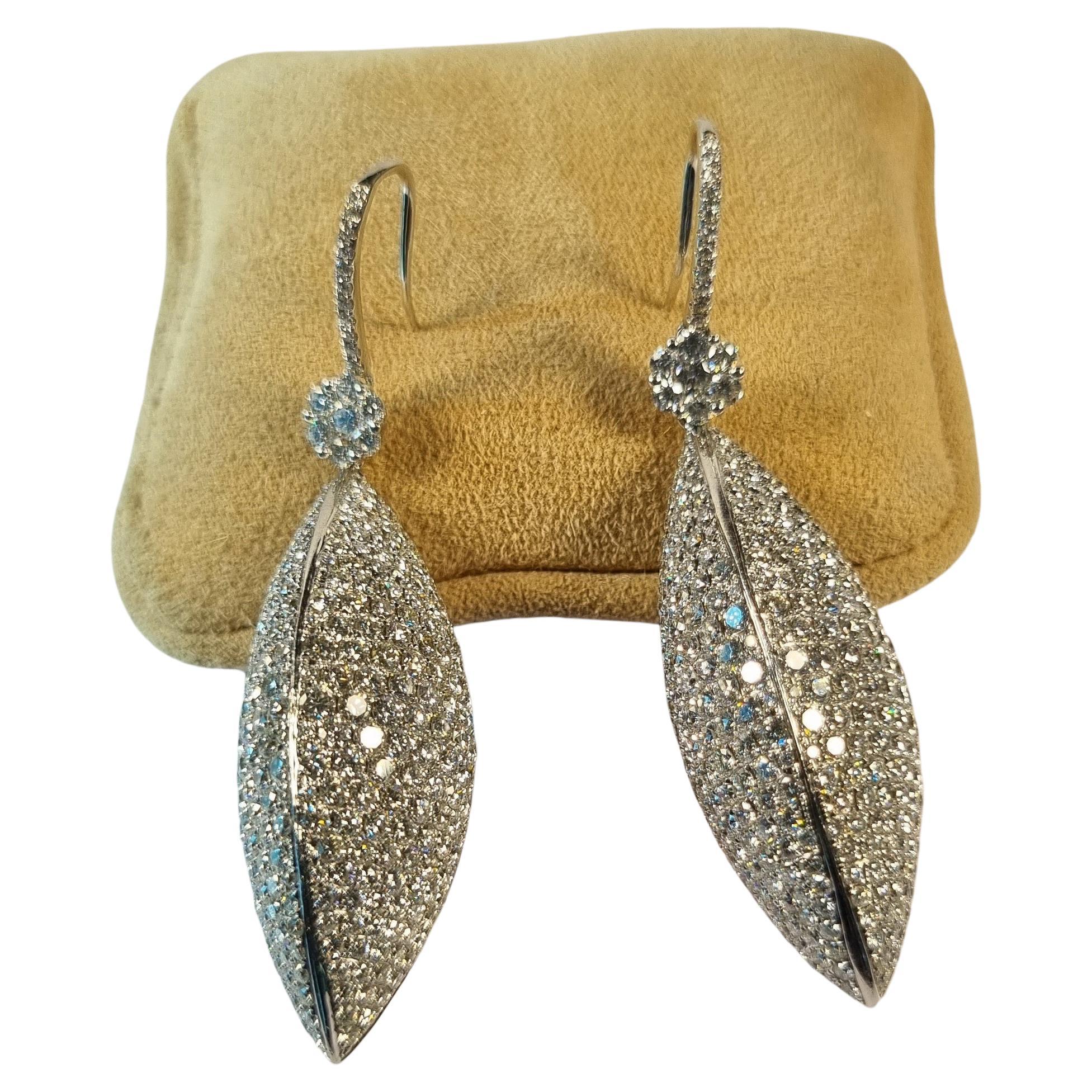 Oval Shape Pavé of Diamonds Earrings For Sale