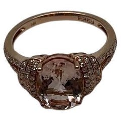 Ovaler ovaler Pfirsichrosa Morganit 14K Roségold Statement-Ring mit Diamanten in Pavé-Fassung