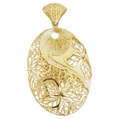 Oval Shape Pendant 14 Karat Yellow Gold