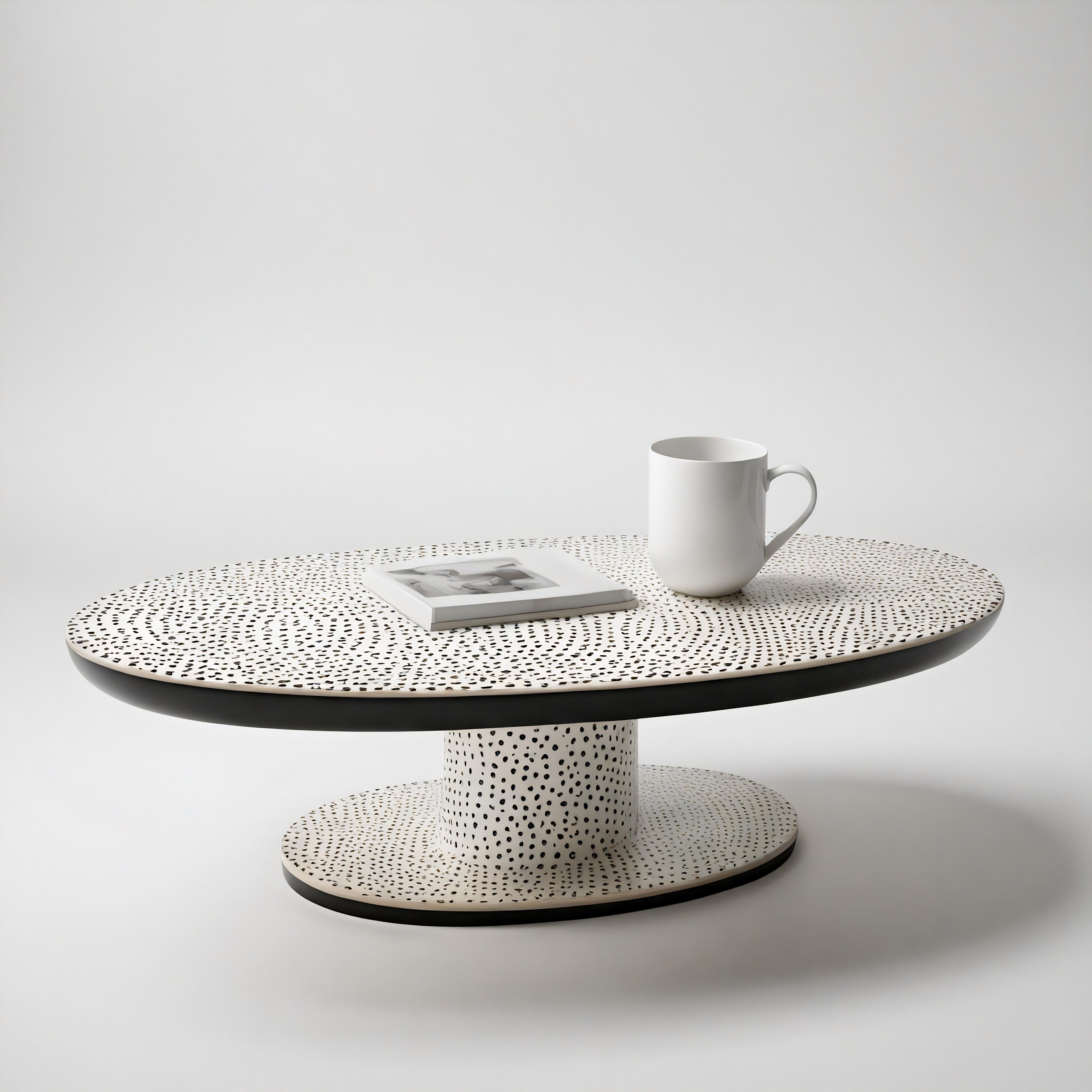 Ovaler Polkadot-Couchtisch in Form eines Polkadots in Schwarz und Weiß im Angebot 2