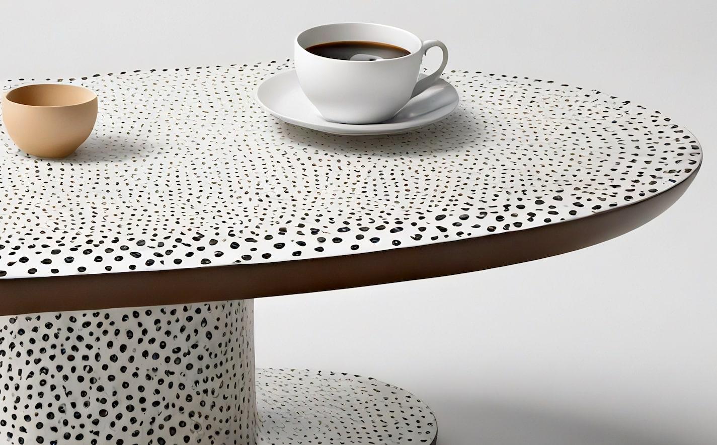 Indien Table basse ovale en Polkadot noir et blanc en vente