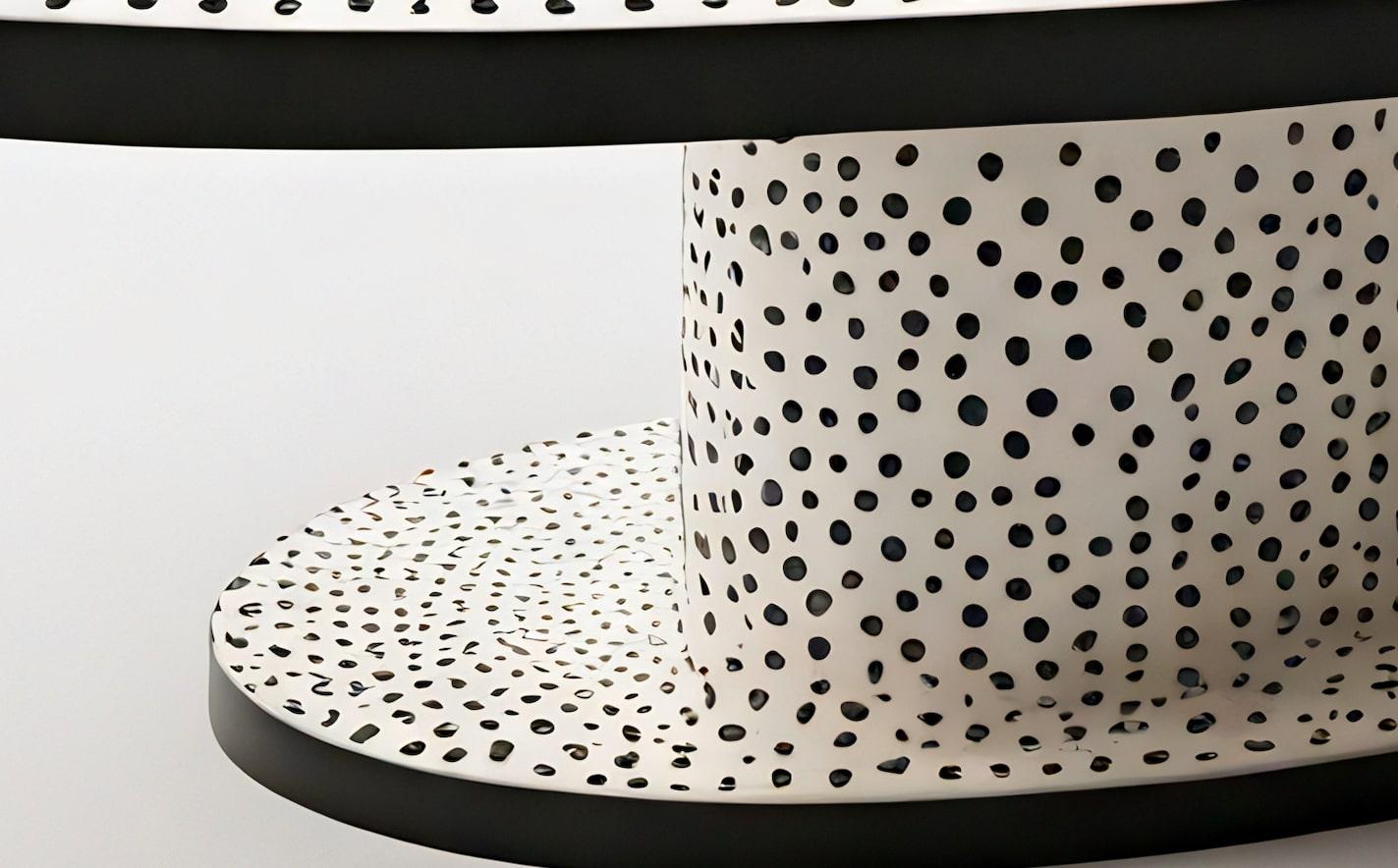 Incrusté Table basse ovale en Polkadot noir et blanc en vente