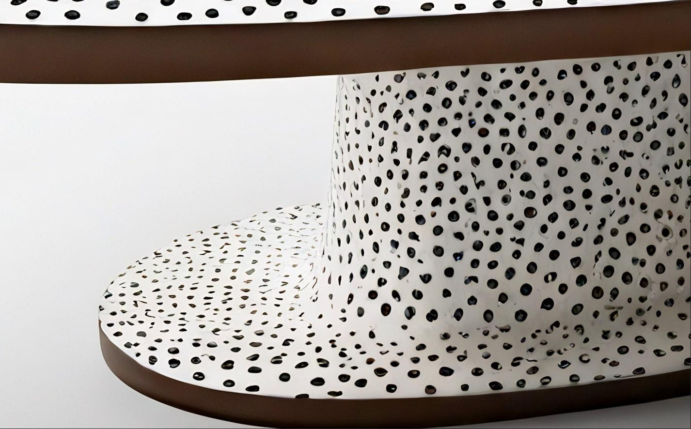 Incrusté Table basse ovale en Polkadot noir et blanc en vente
