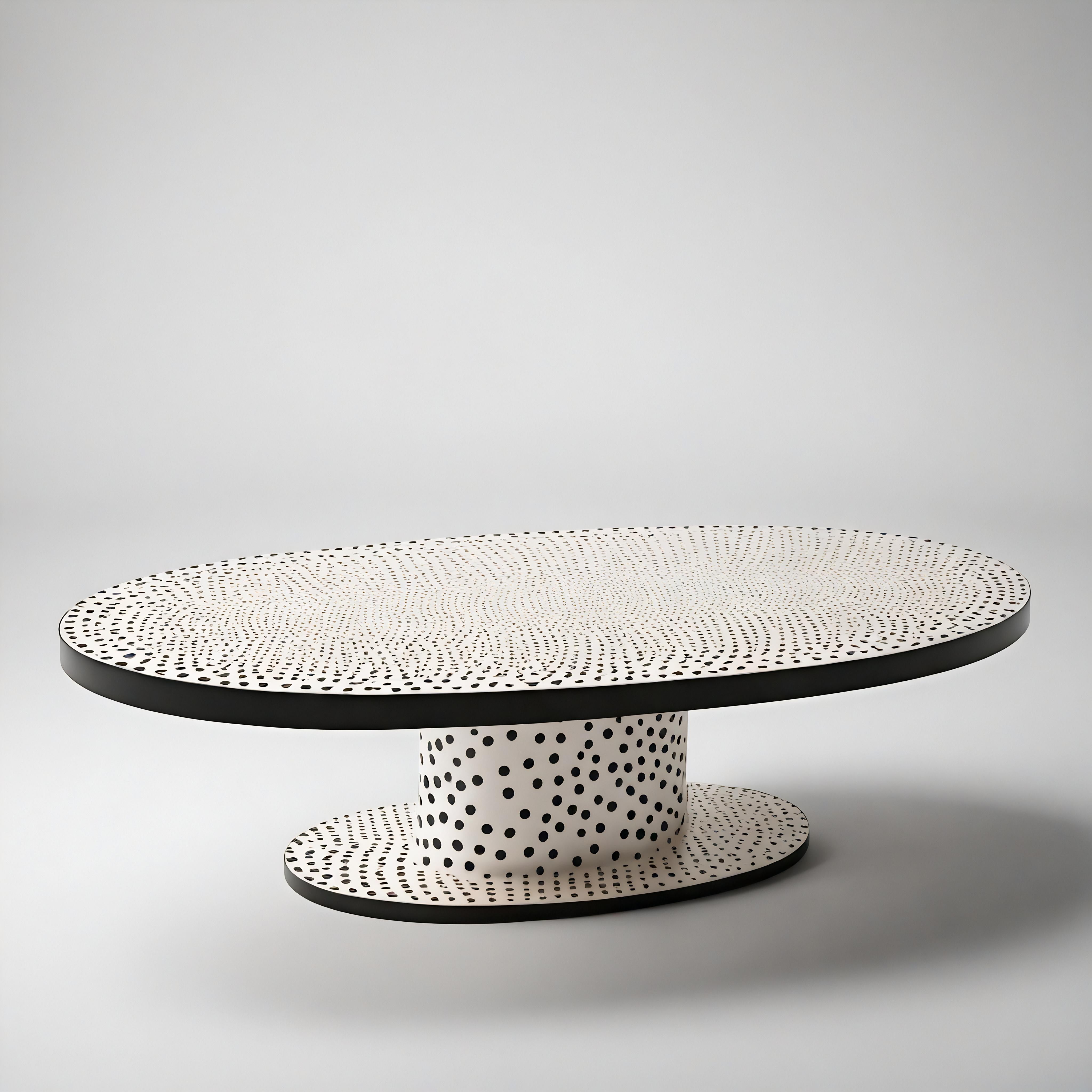 Table basse ovale en Polkadot noir et blanc Neuf - En vente à New York, NY
