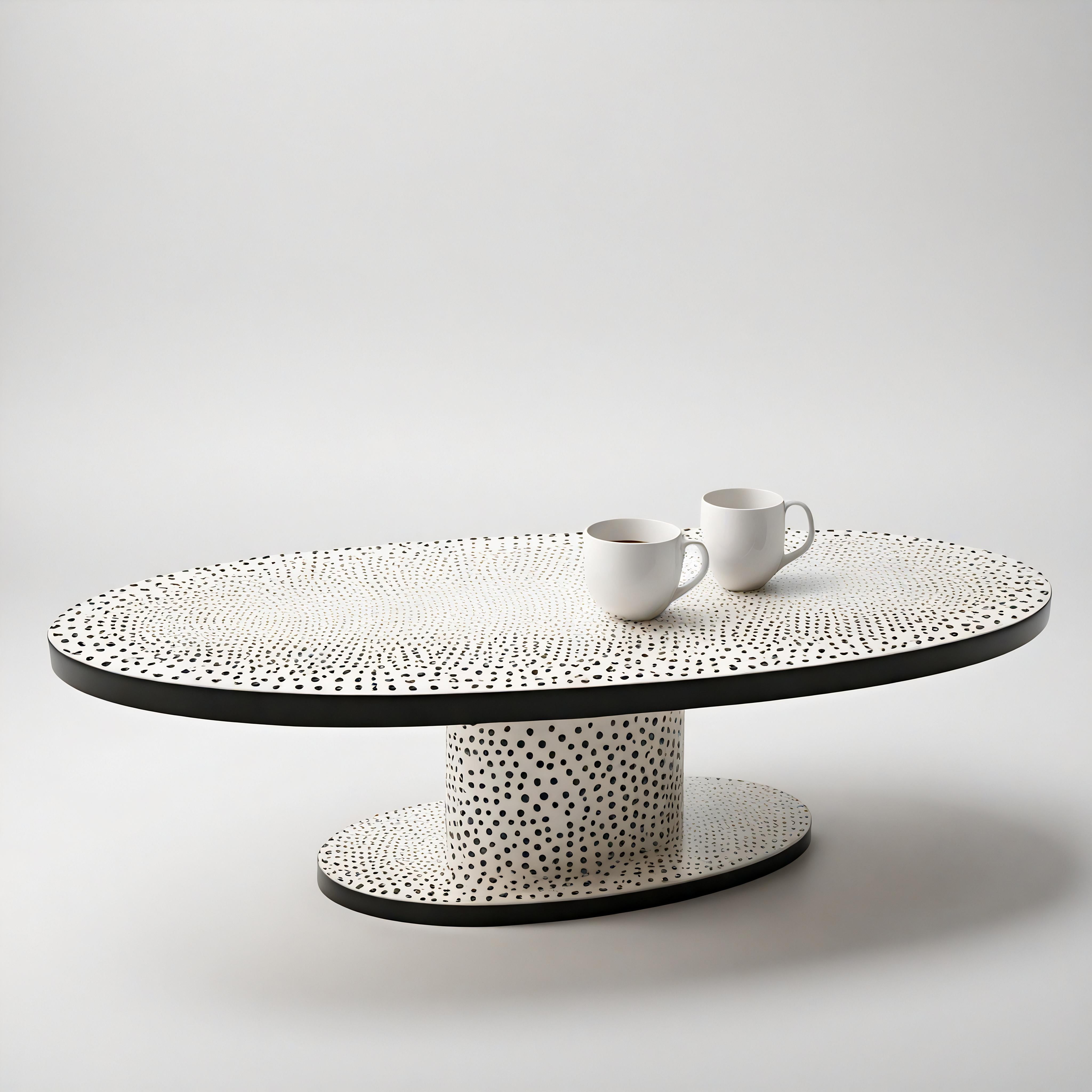 Ovaler Polkadot-Couchtisch in Form eines Polkadots in Schwarz und Weiß (21. Jahrhundert und zeitgenössisch) im Angebot