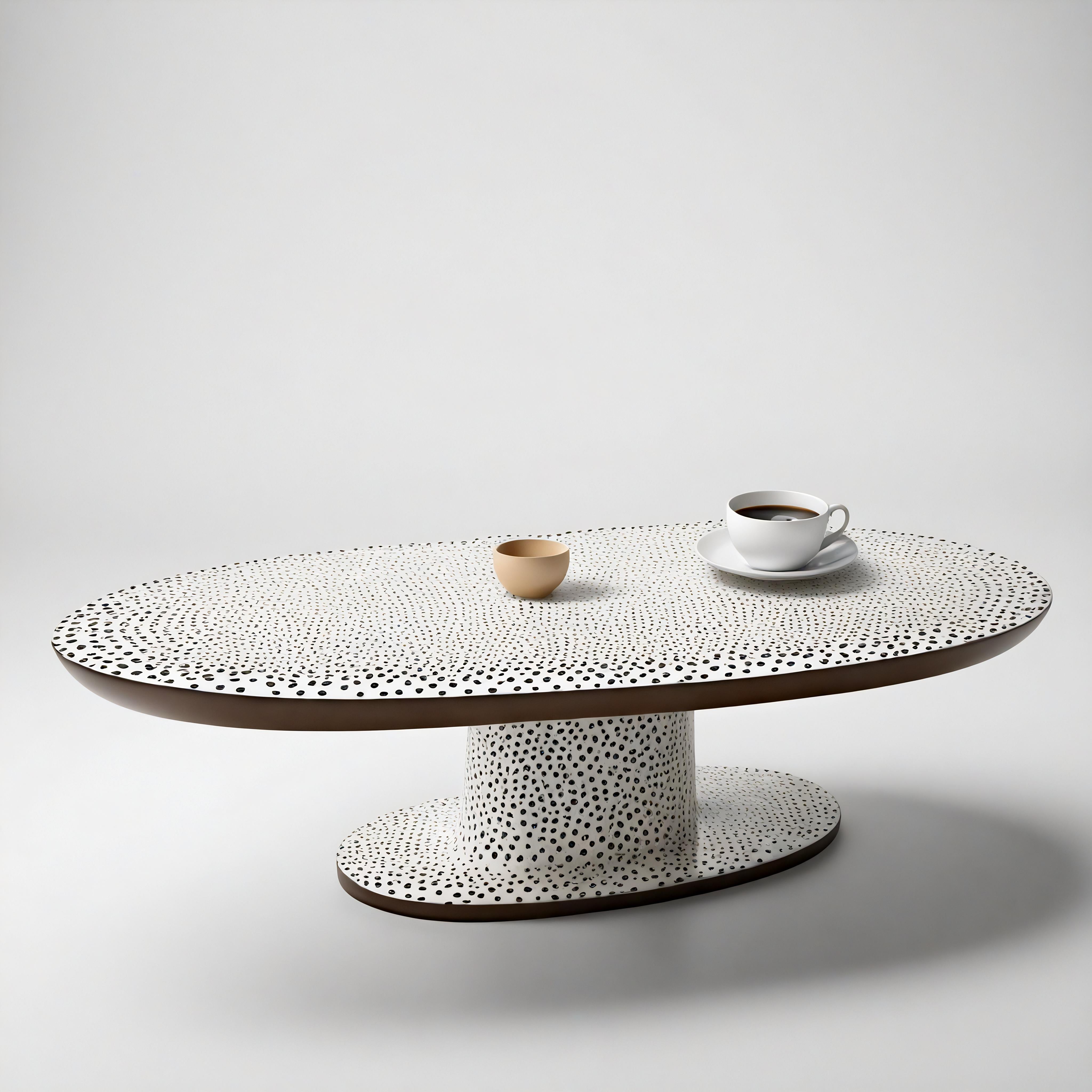 Mesa Baja Ovalada Polkadot Blanco y Negro Siglo XXI y contemporáneo en venta