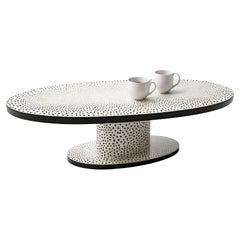 Table basse ovale en Polkadot noir et blanc