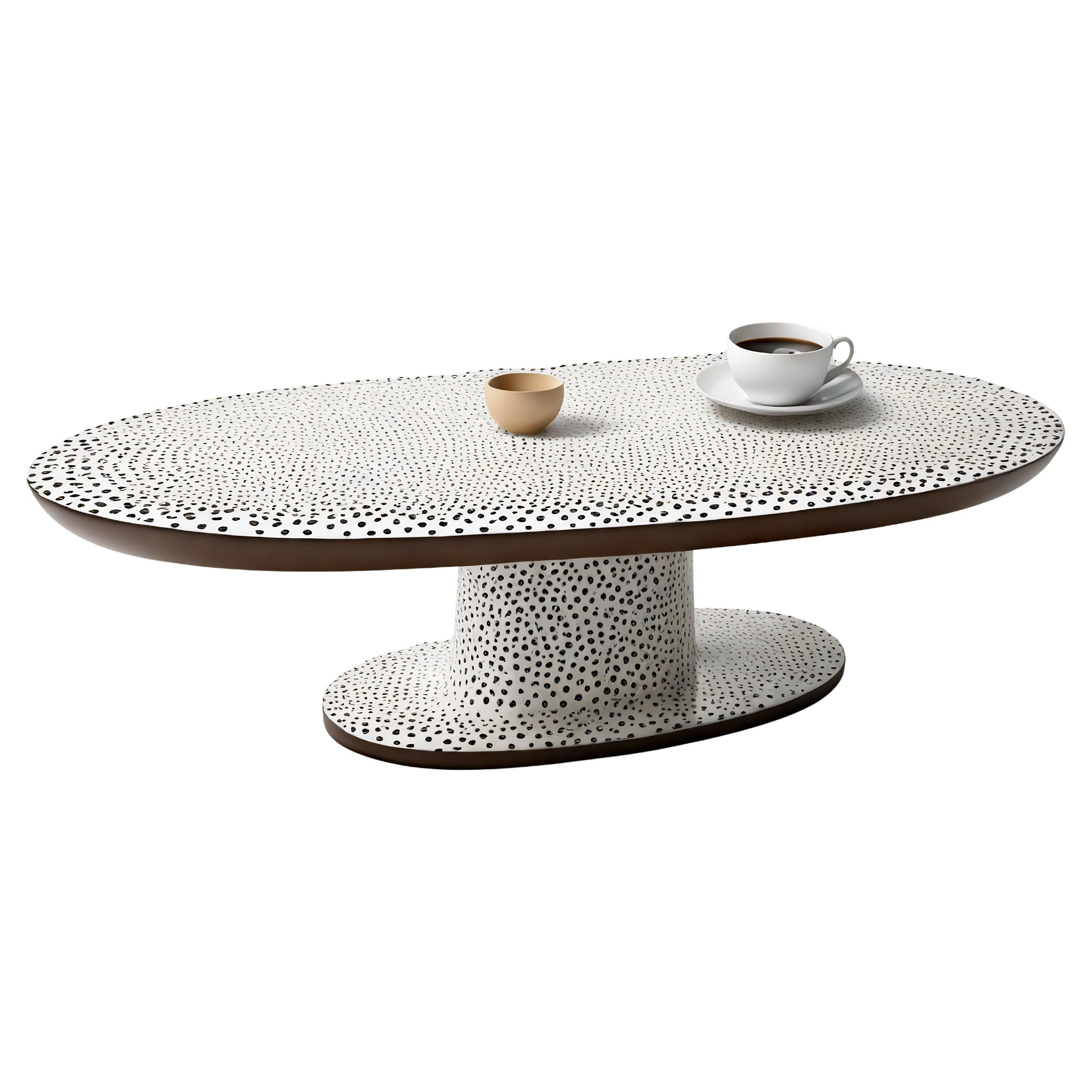 Ovaler Polkadot-Couchtisch in Form eines Polkadots in Schwarz und Weiß