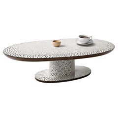 Table basse ovale en Polkadot noir et blanc