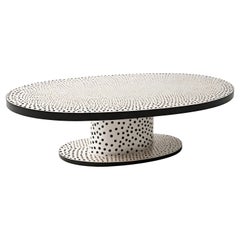 Table basse ovale en Polkadot noir et blanc