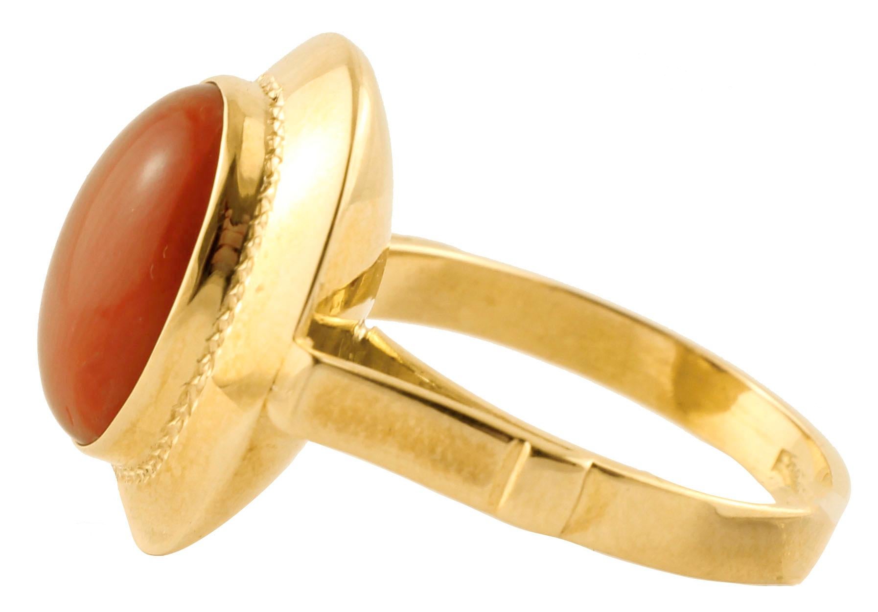 SHIPPING POLICY:
No additional costs will be added to this order.
Shipping costs will be totally covered by the seller (customs duties included). 
 

Unique style cluster/fashion retrò ring realized in 18K yellow gold with oval shape red