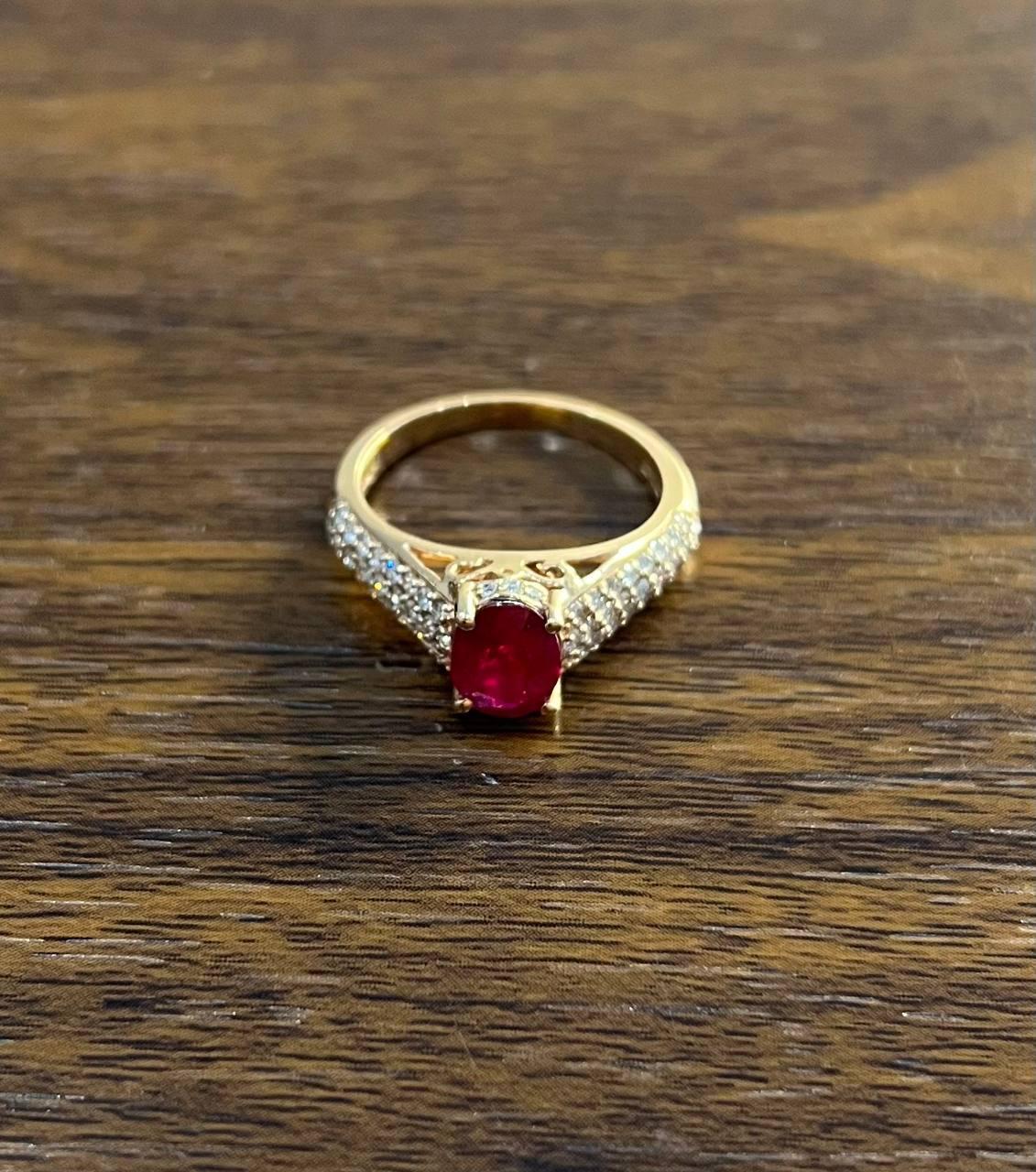 Women's Oval Shape Red Pink Ruby Diamond Pave 14K Rose Gold Statement Cocktail Ring For Sale