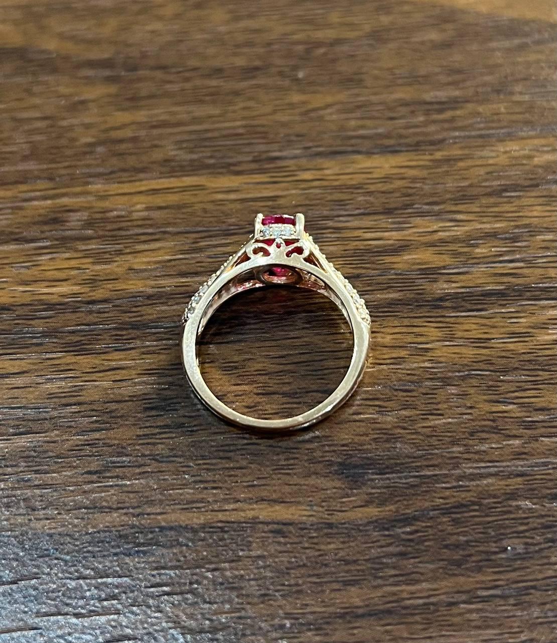 Oval Shape Red Pink Ruby Diamond Pave 14K Rose Gold Statement Cocktail Ring For Sale 1