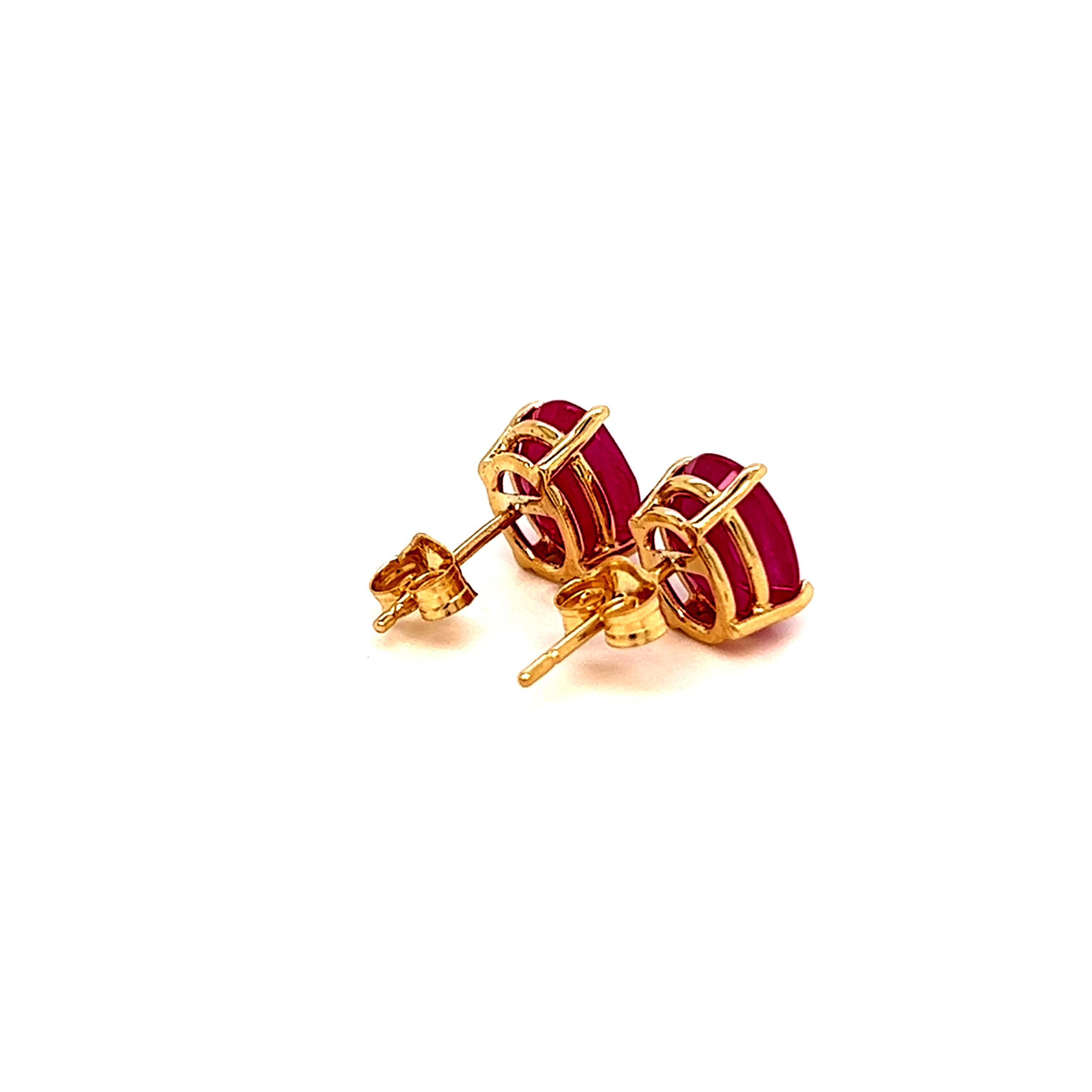 Oval Shape Ruby Stud Earrings 14k Y Gold 4.03 TCW Certified For Sale 3