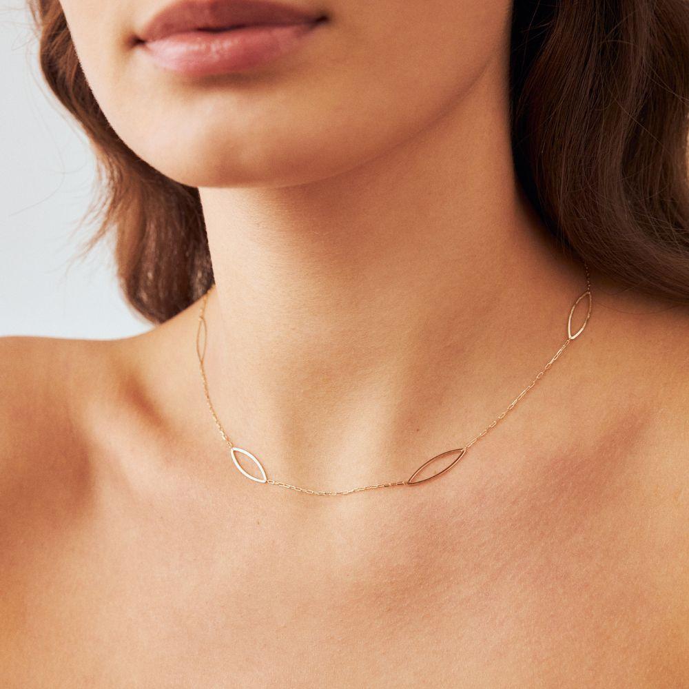 Women's Oval Shape Station Necklace 16