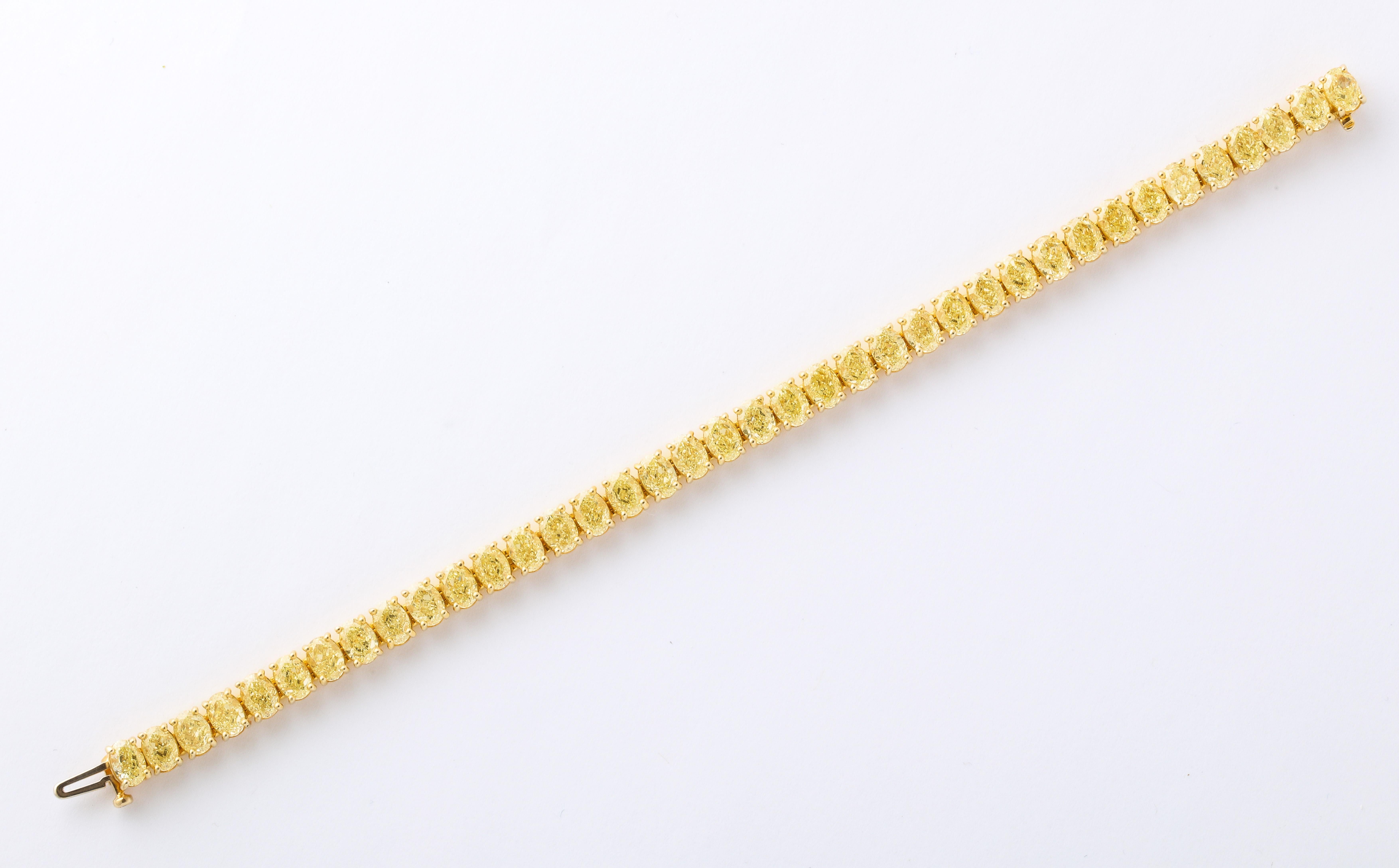Women's or Men's Oval Shape Yellow Diamond Bracelet  For Sale