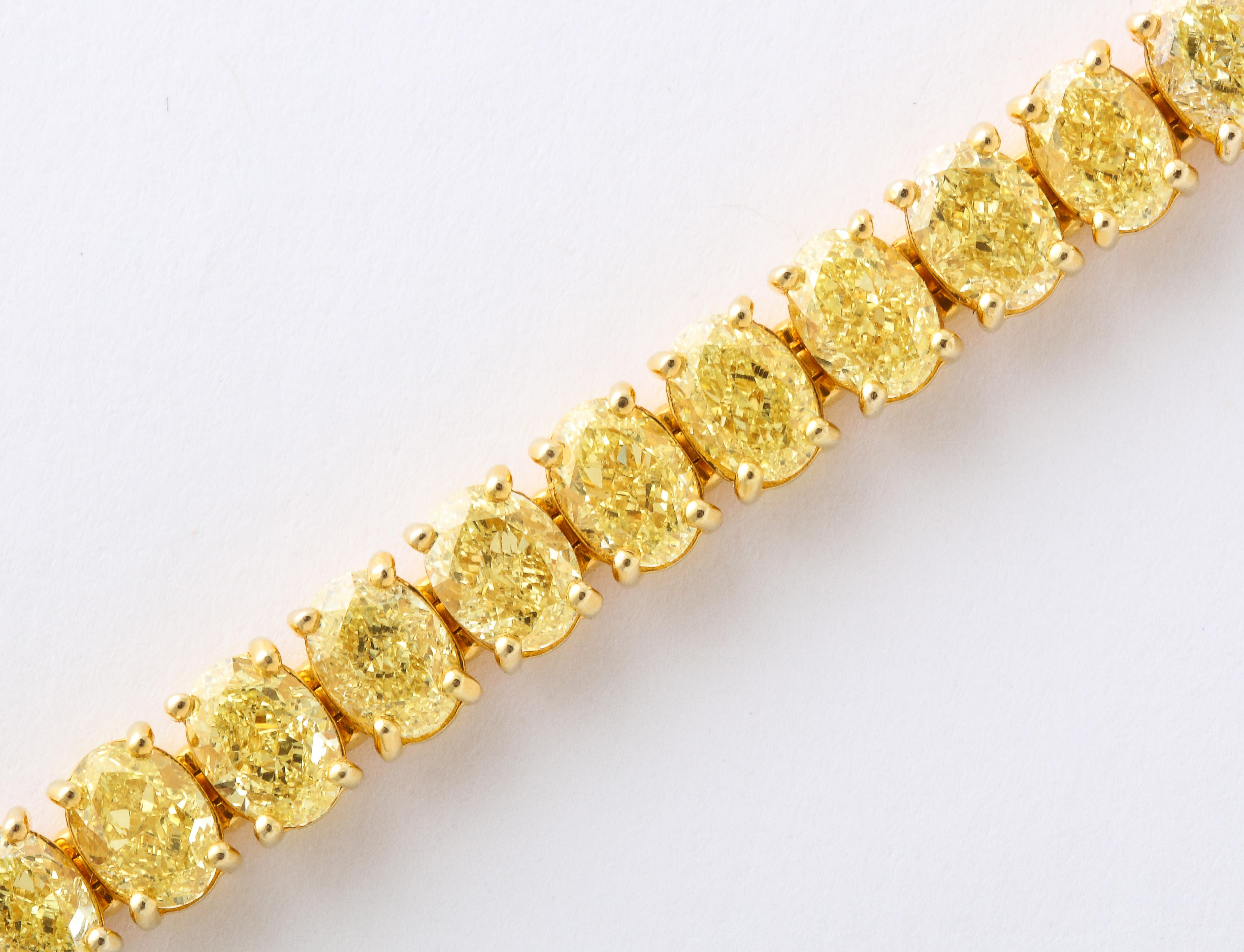 Bracelet de diamants jaunes de forme ovale  1