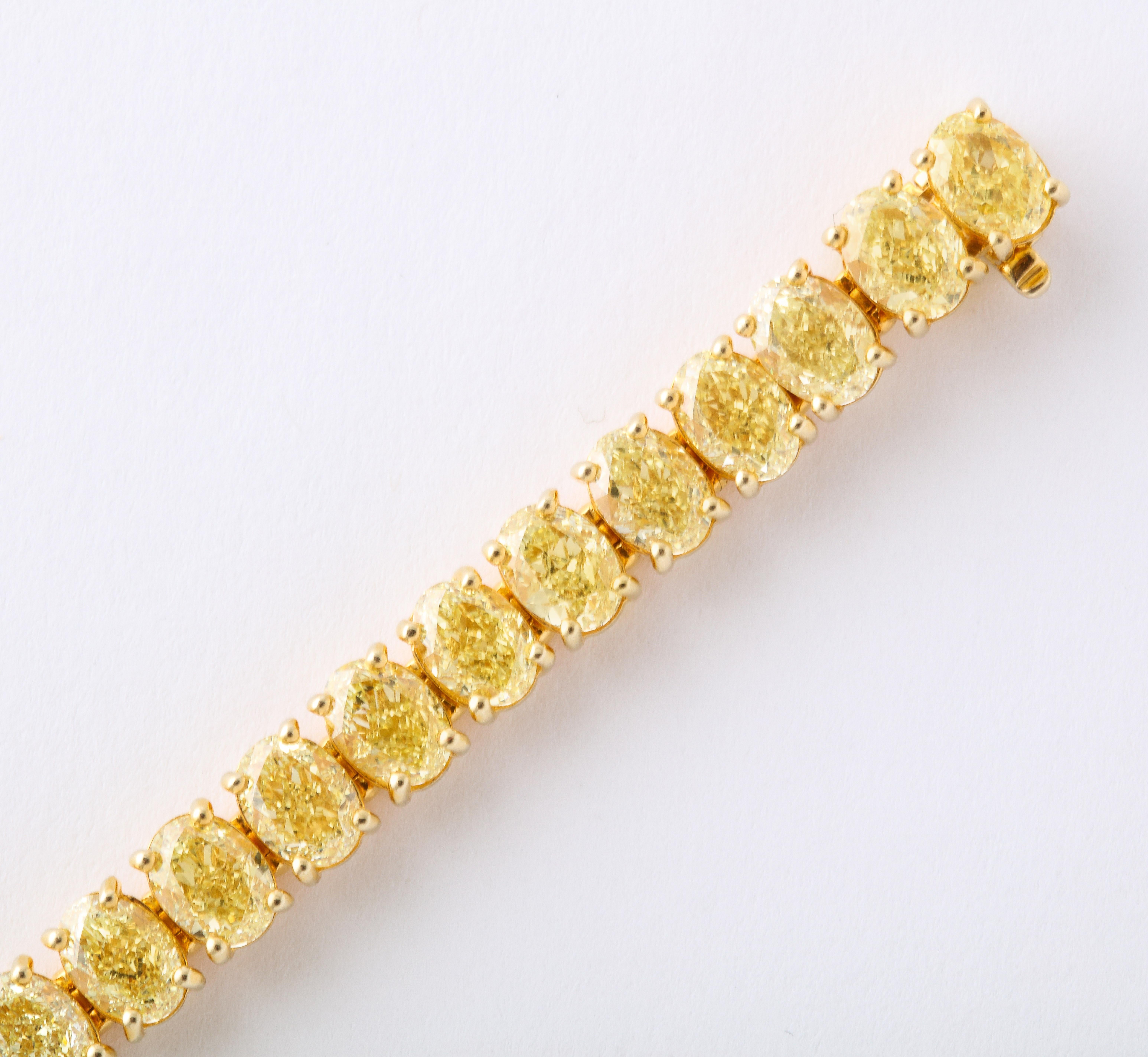 Bracelet de diamants jaunes de forme ovale  2