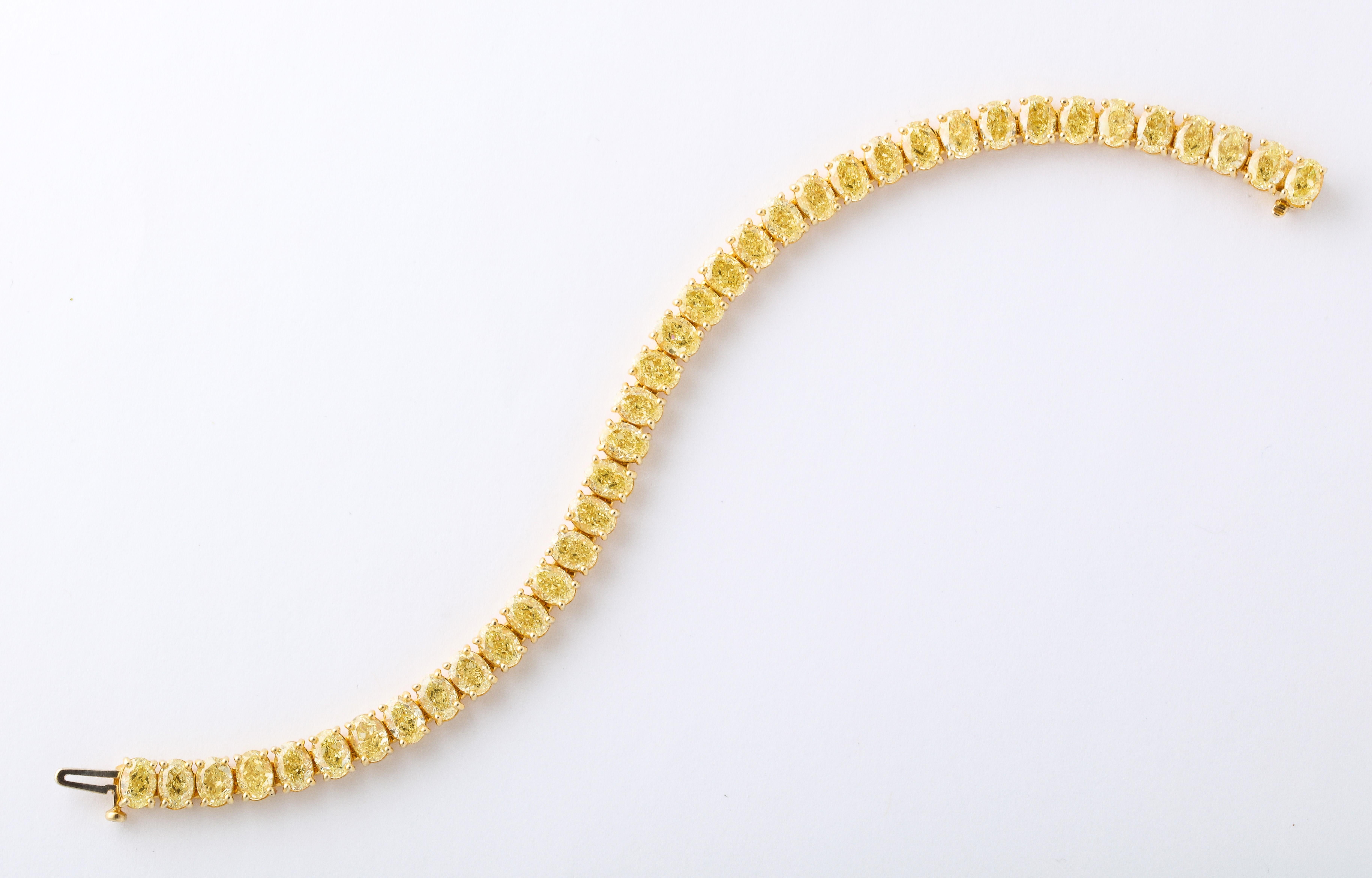Oval Shape Yellow Diamond Bracelet  For Sale 3